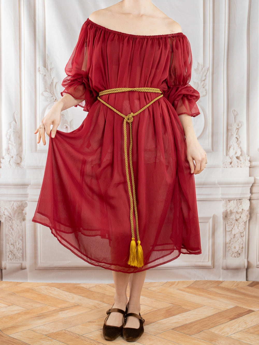 Red Chiffon Chemise