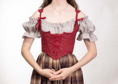 Handmade Red Linen Corset