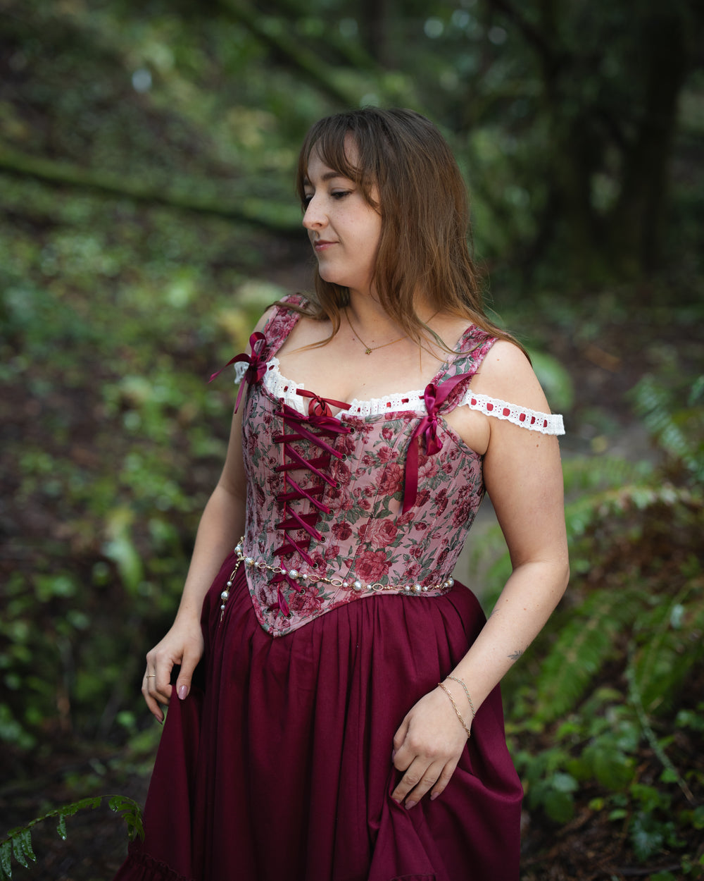 Raspberry Rose Jacquard Corset