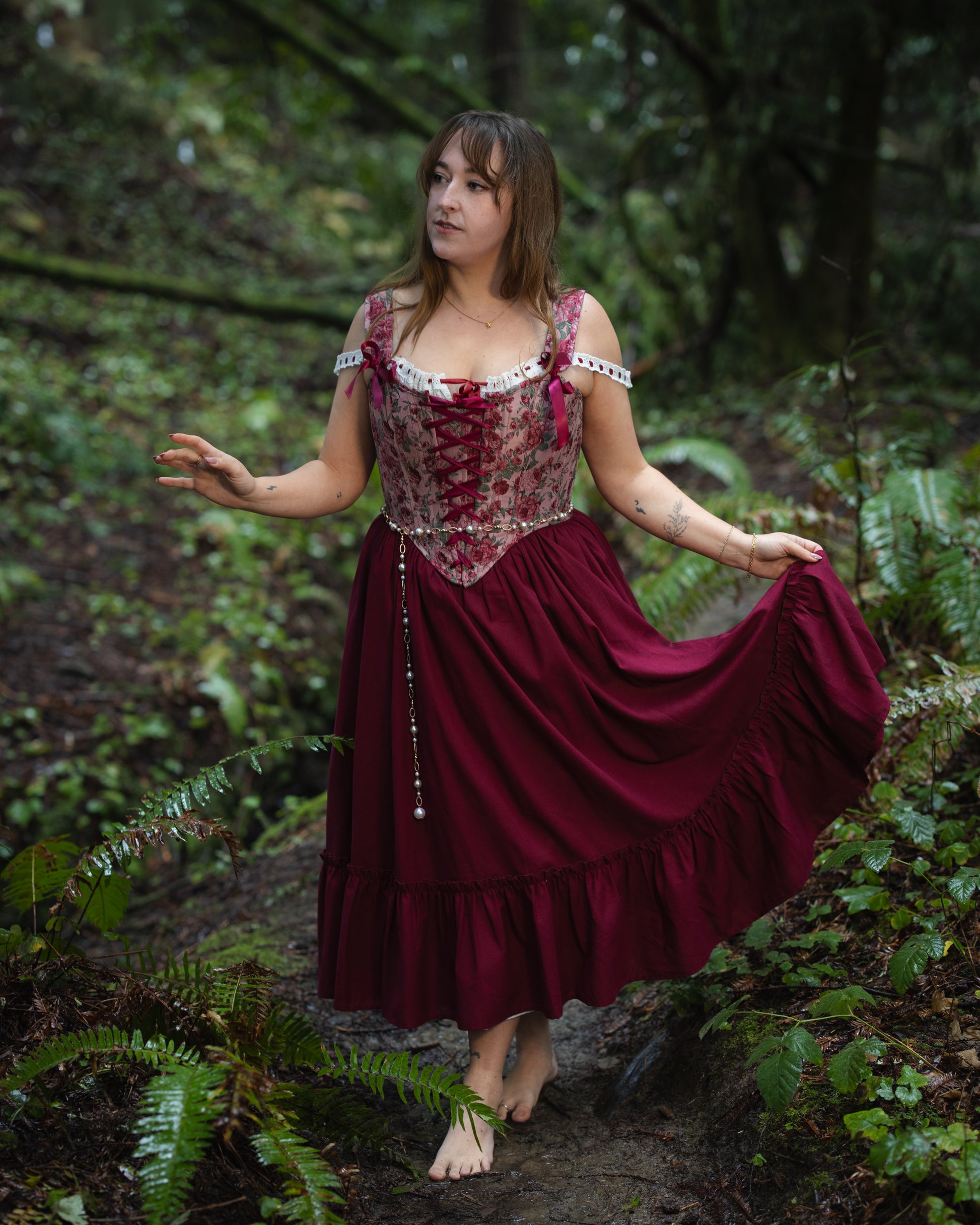 Raspberry Rose Jacquard Corset