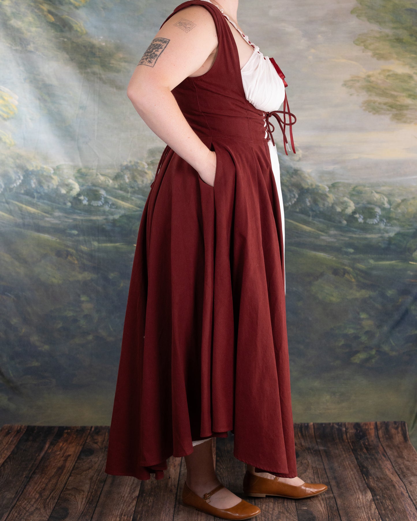 Red Cotton Underbust Dress