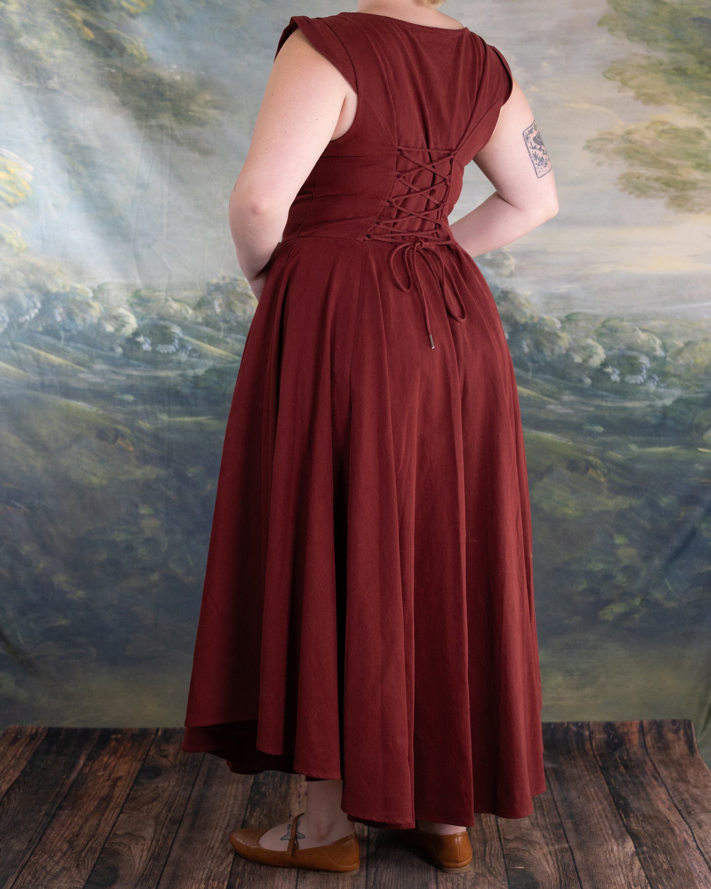 Red Cotton Underbust Dress