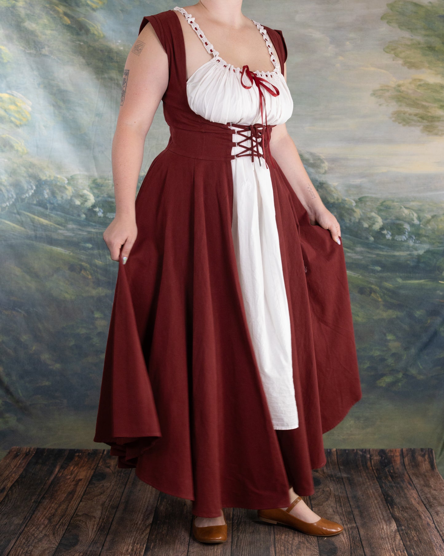 Red Cotton Underbust Dress