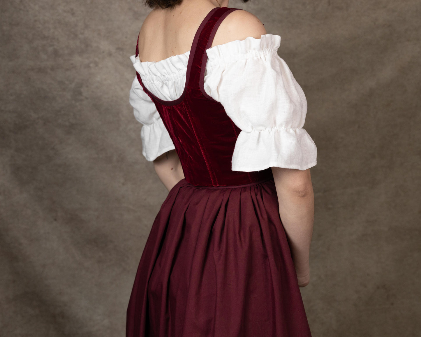 Handmade Dark Red Velvet Renaissance Corset