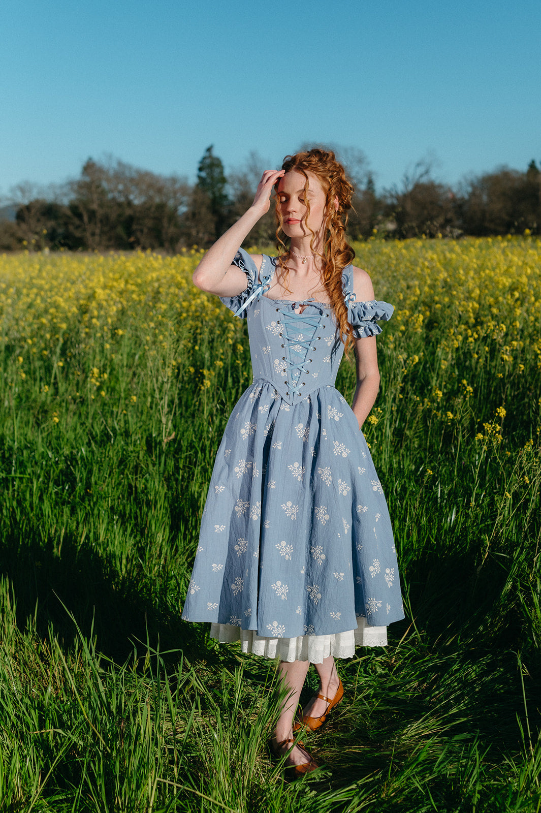 Blue Floral Corset Top