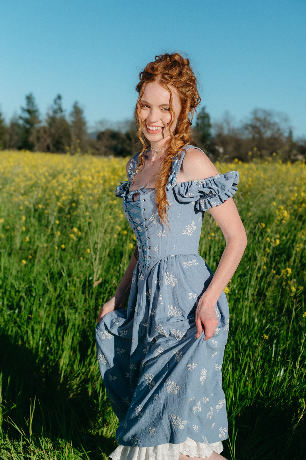 Regency Blue Floral Corset