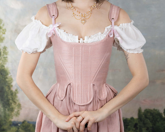 Handmade Pink Silk Dupioni 18th Century Stays