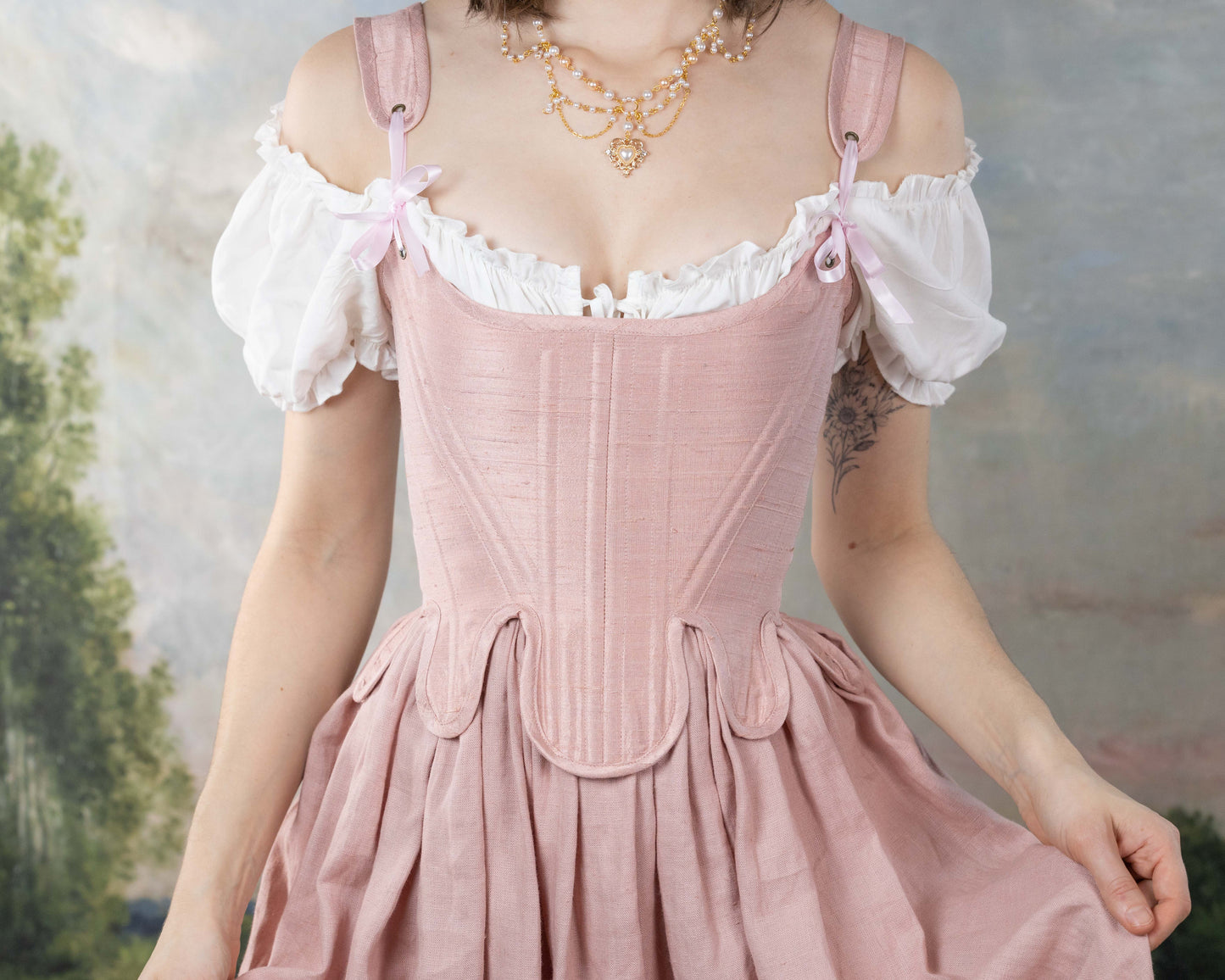 Handmade Pink Silk Dupioni 18th Century Stays