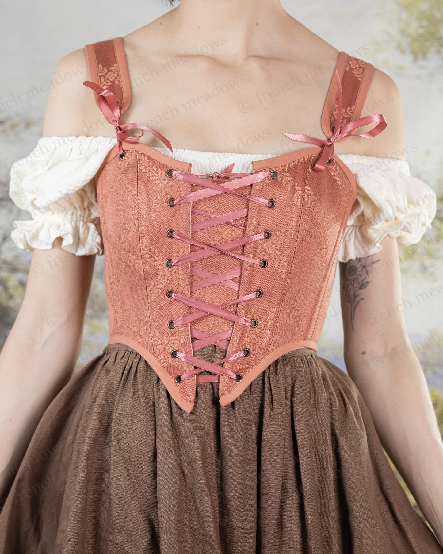 Rose Gold Jacquard Corset Top