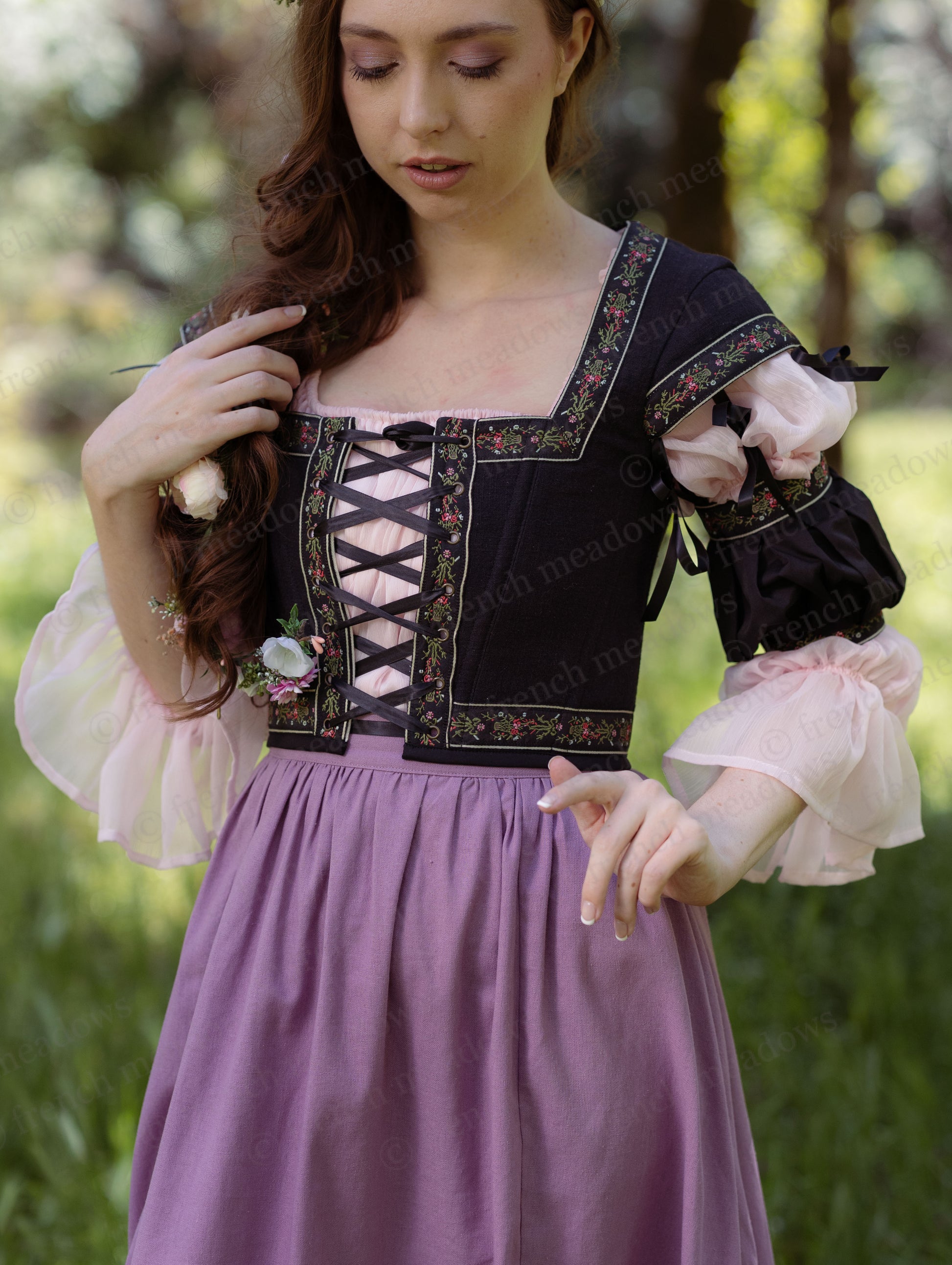 Black Ribbon Folk Bodice – French Meadows Black Ribbon Folk Bodice – French Meadows