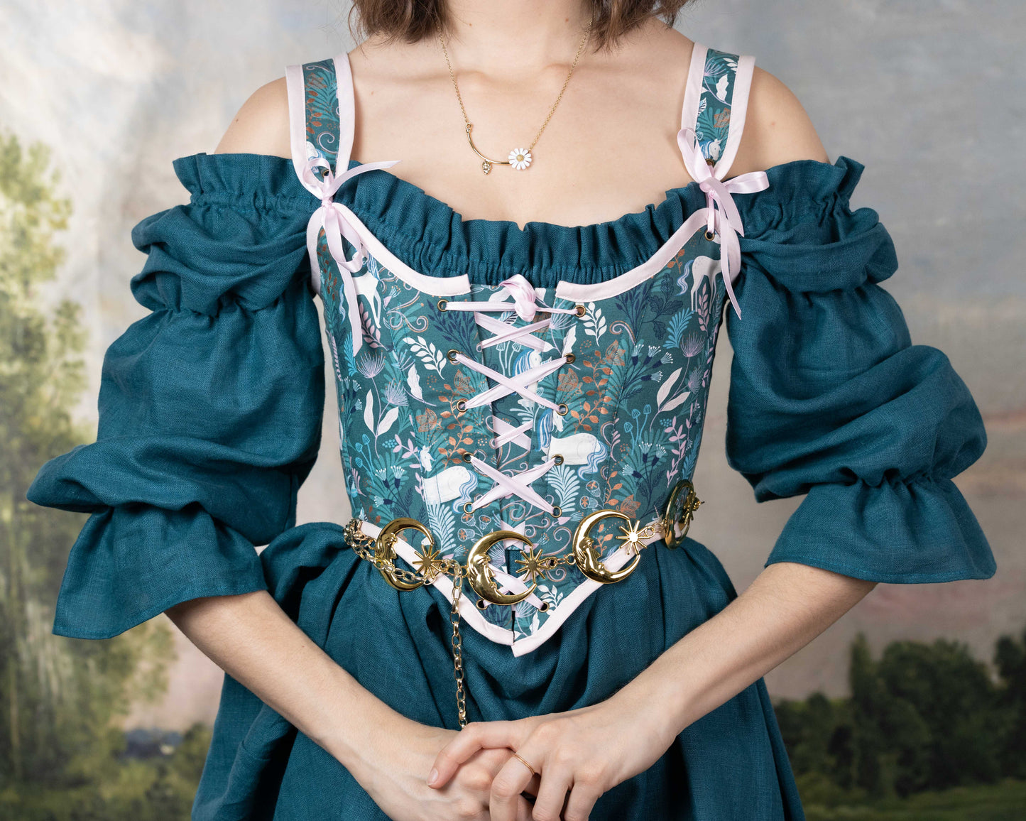 Handmade Teal Unicorn Corset