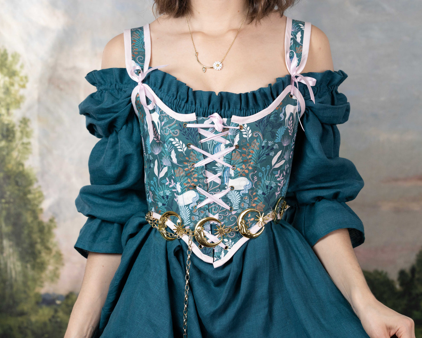 Handmade Teal Unicorn Corset