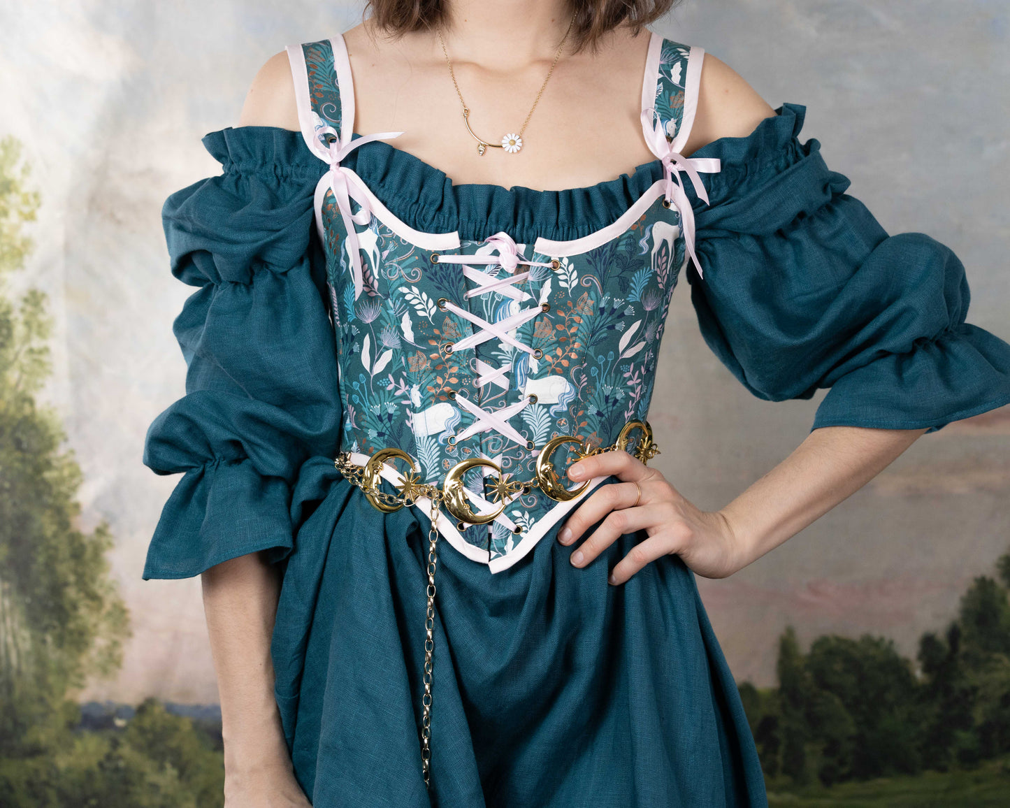 Handmade Teal Unicorn Corset