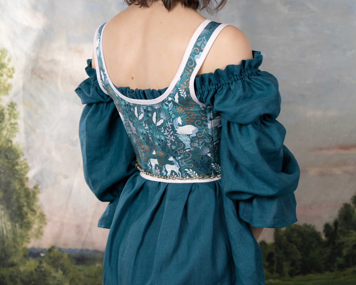 Handmade Teal Unicorn Corset