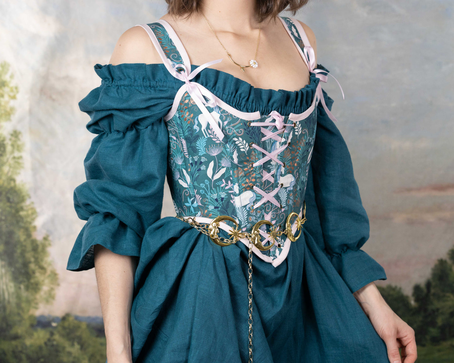 Handmade Teal Unicorn Corset