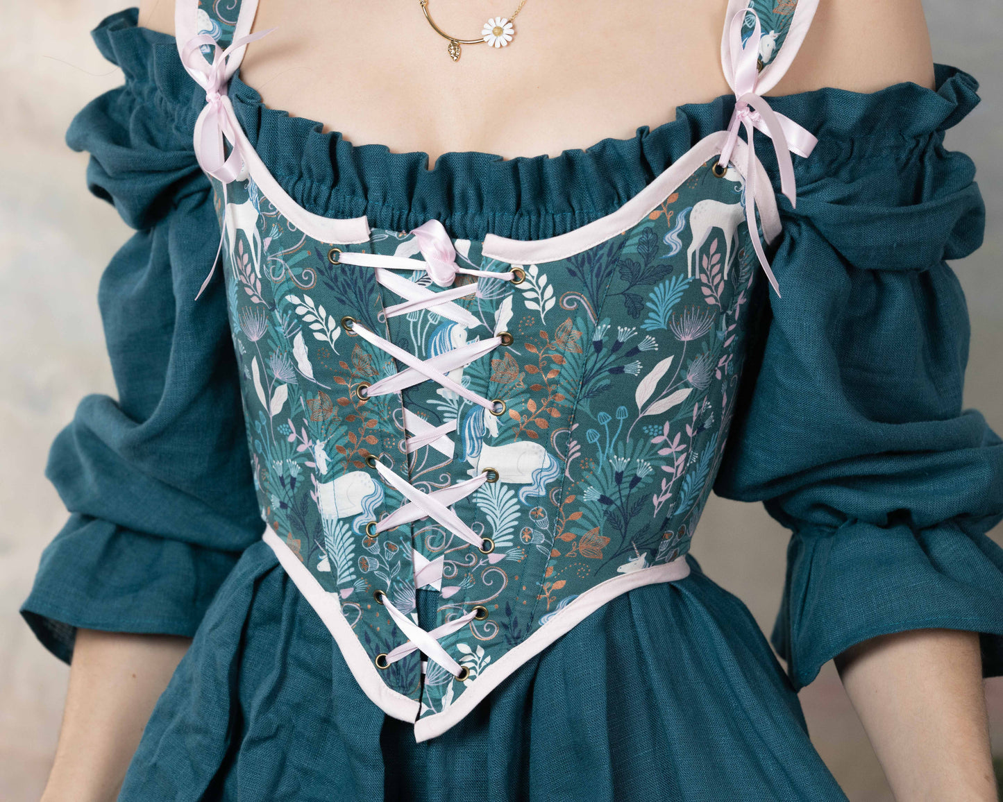 Handmade Teal Unicorn Corset