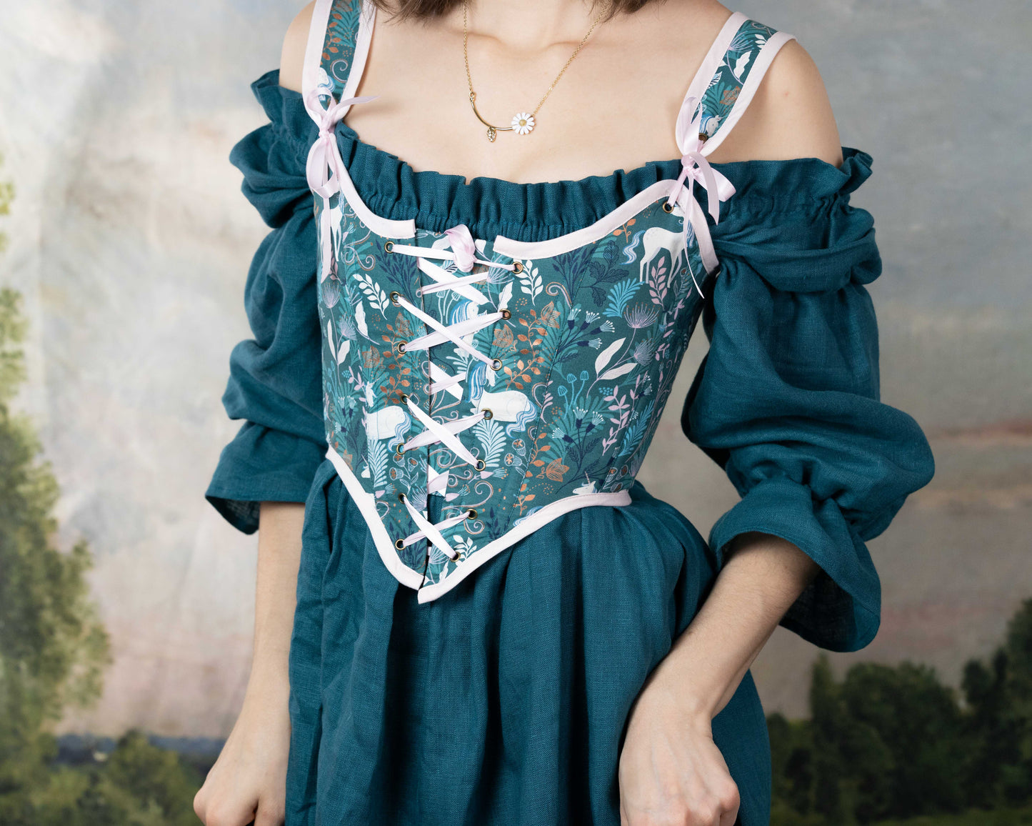 Handmade Teal Unicorn Corset