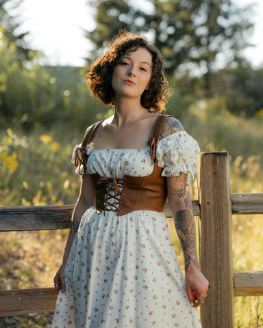 White Ditsy Floral Milkmaid Dress