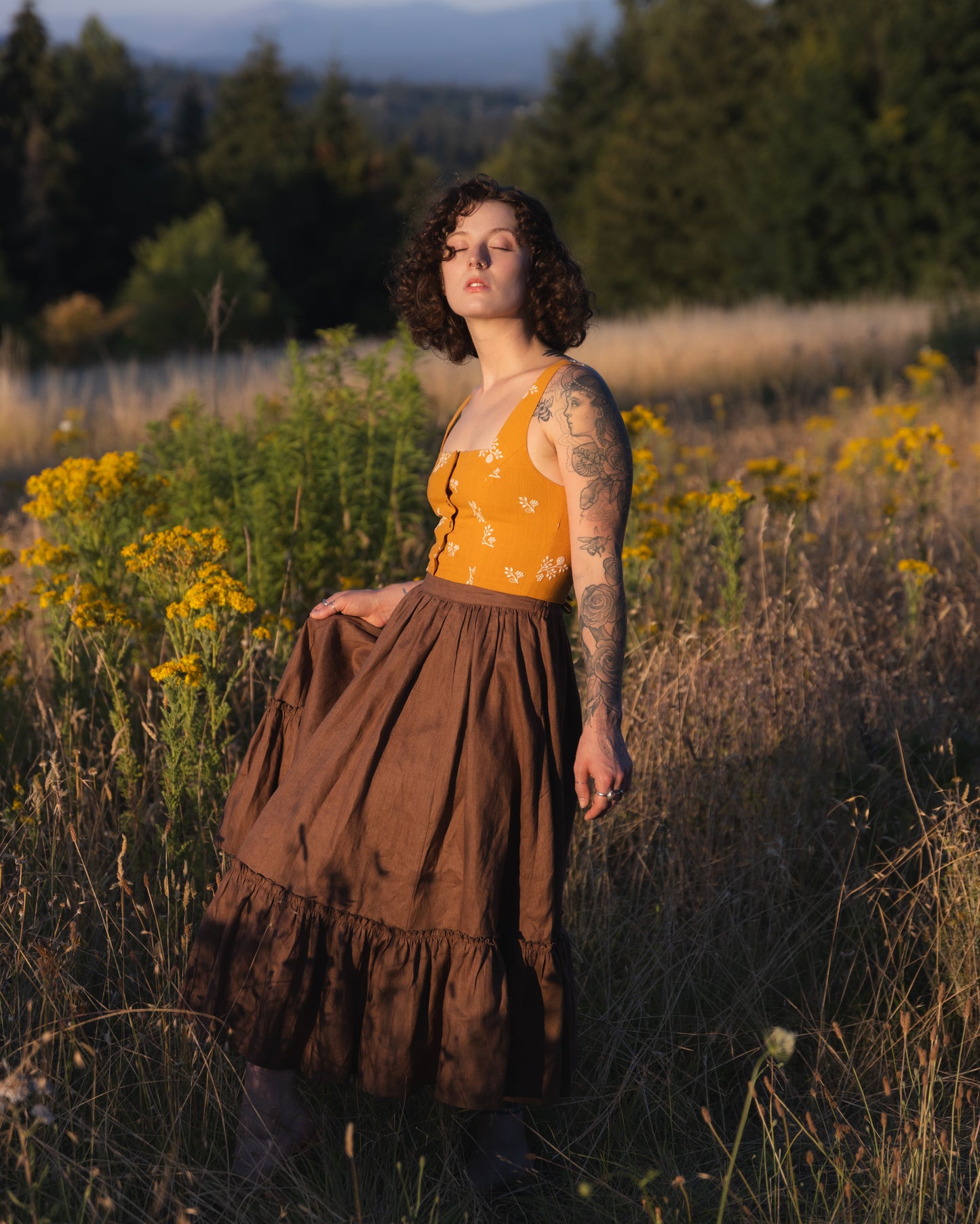 Yellow Floral Dirndl Top - Final Sale