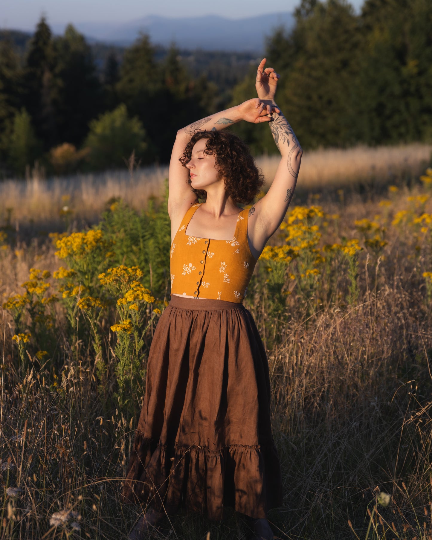 Yellow Floral Dirndl Top