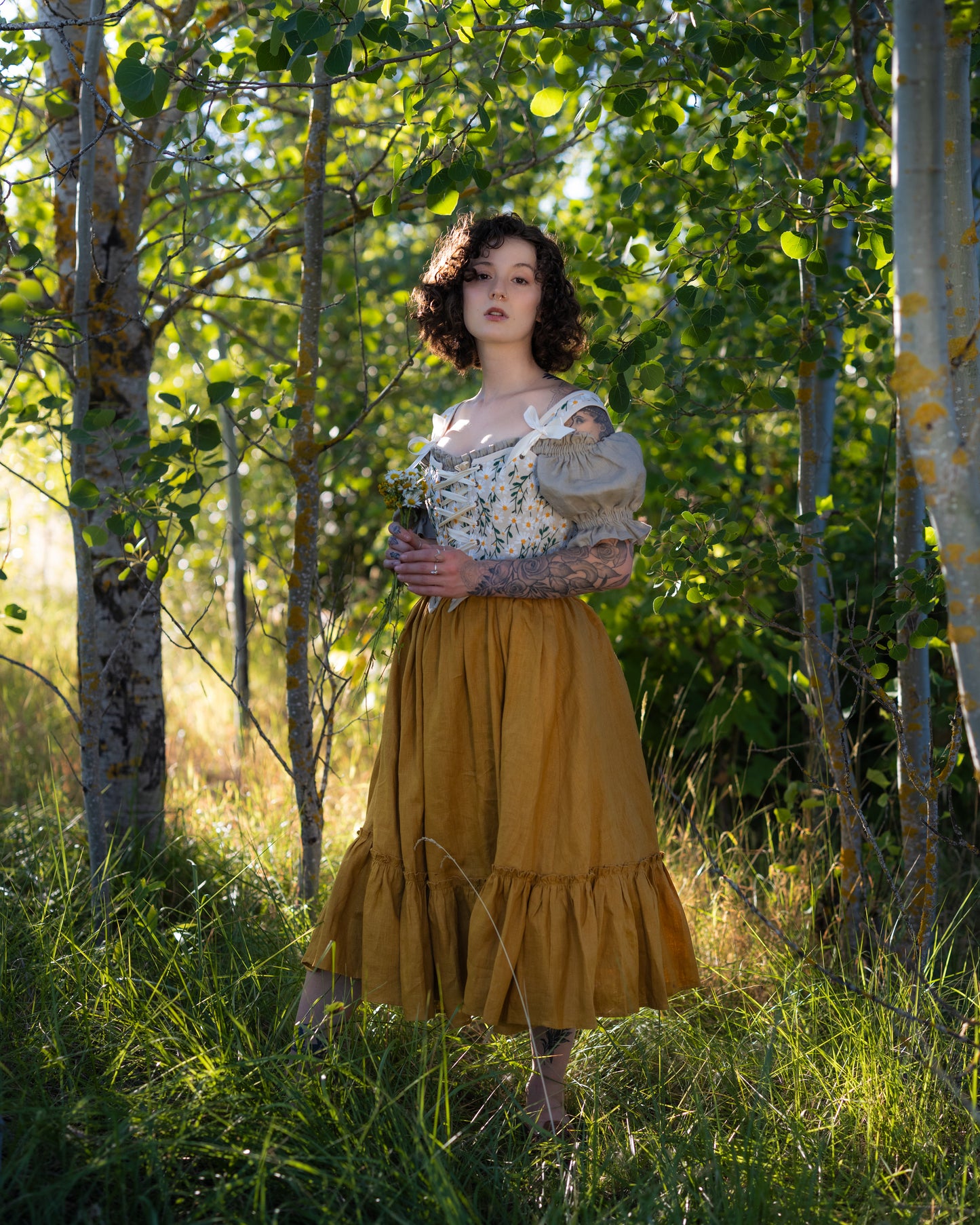 Embroidered Daisies Corset Top