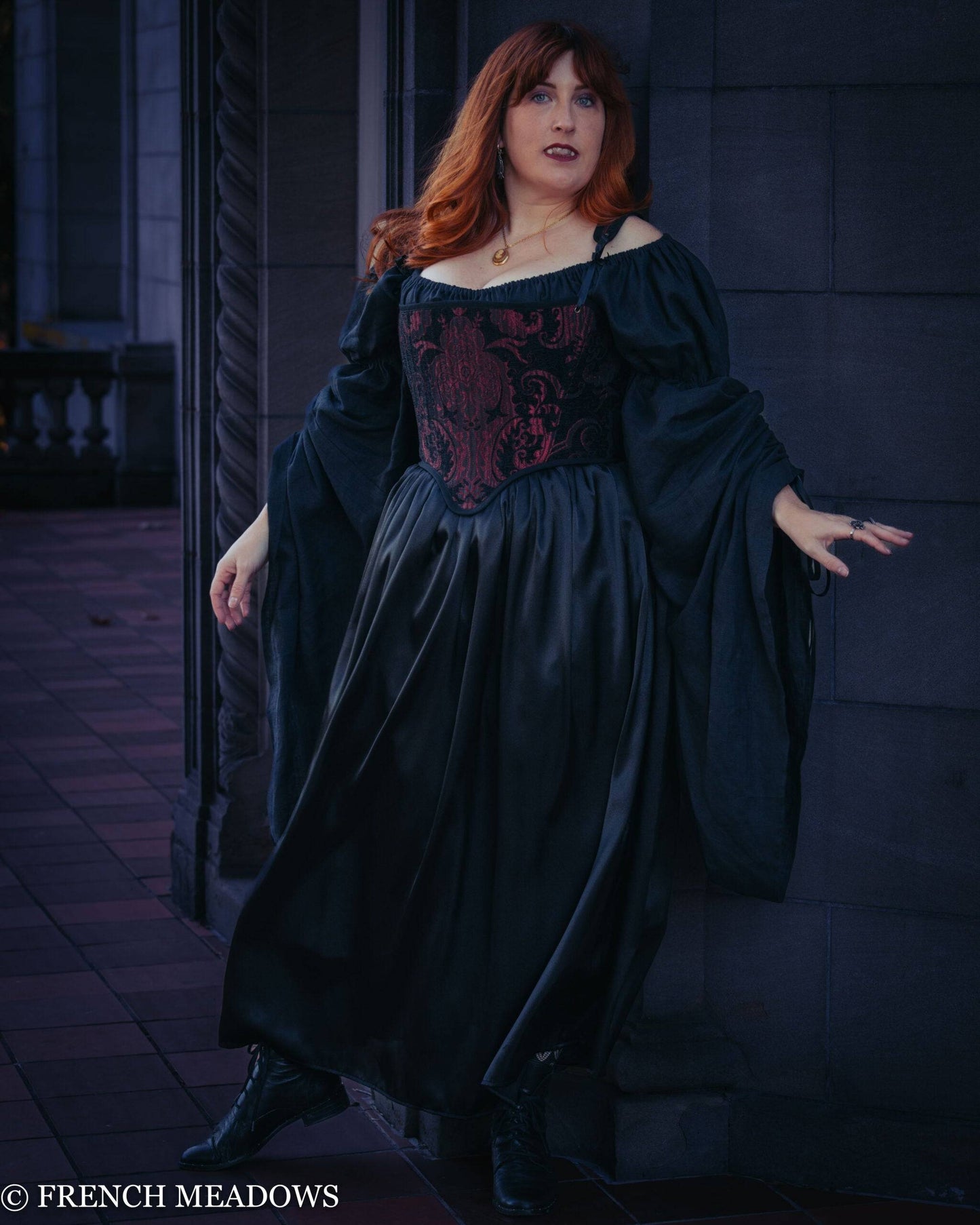 Handmade Black Satin Charmeuse Renaissance Skirt