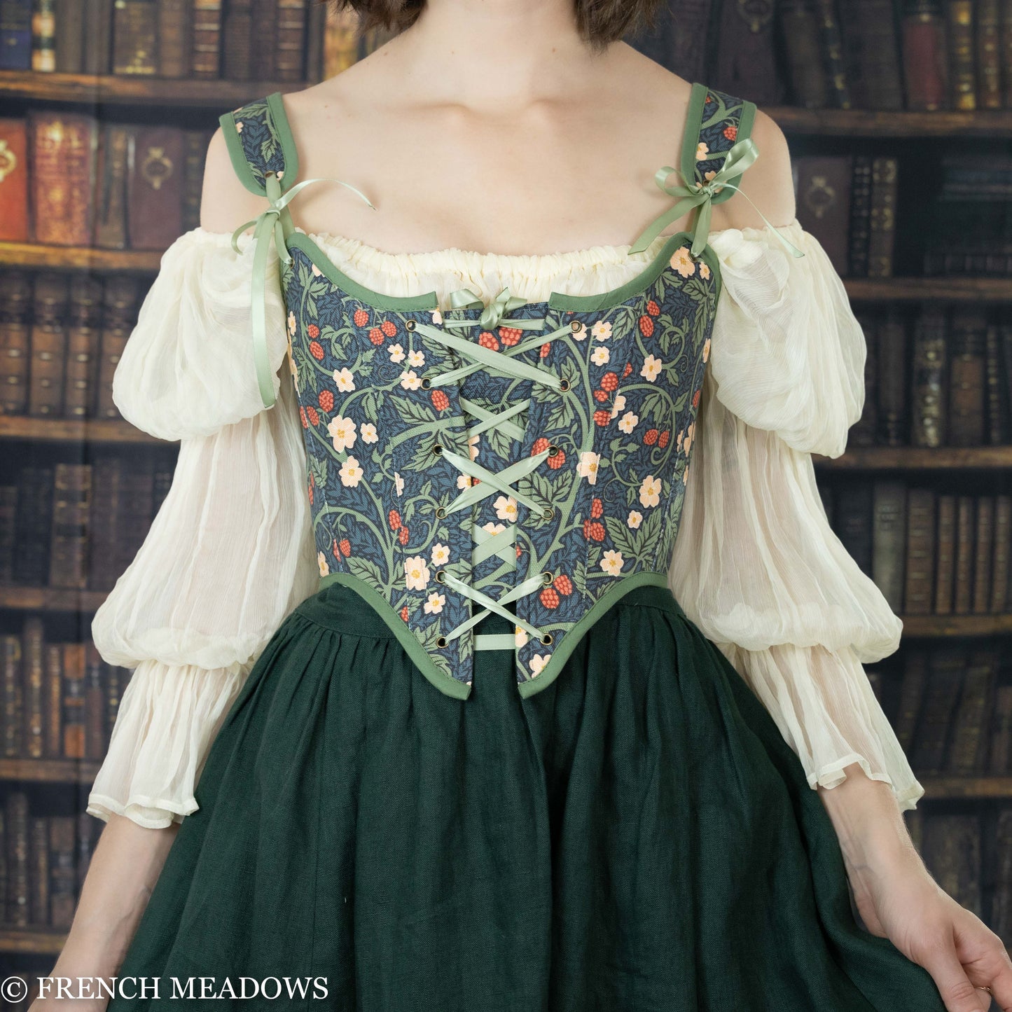 floral corset top victorian raspberries renaissance bodice william morris