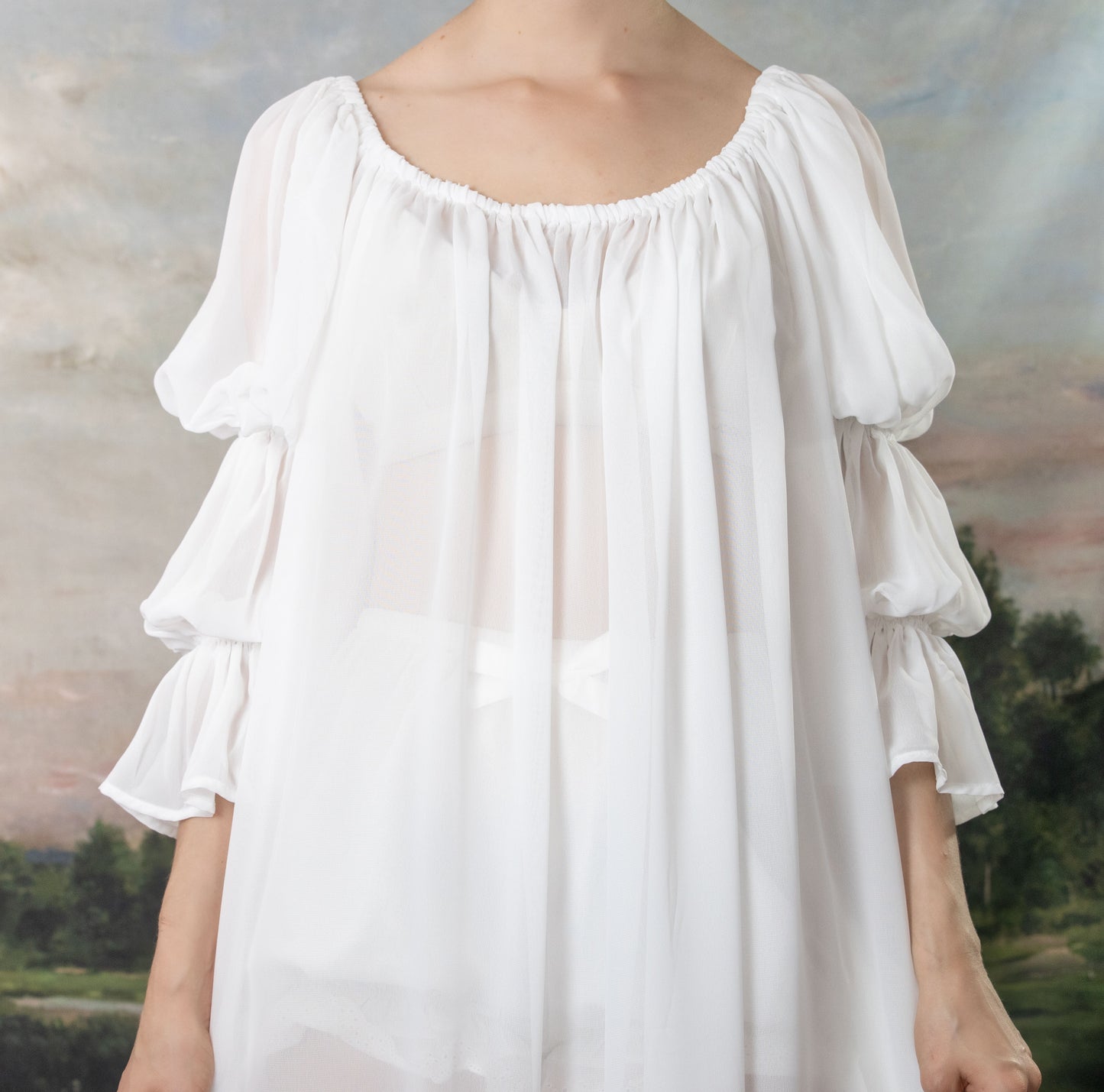 Soft White Chiffon Chemise