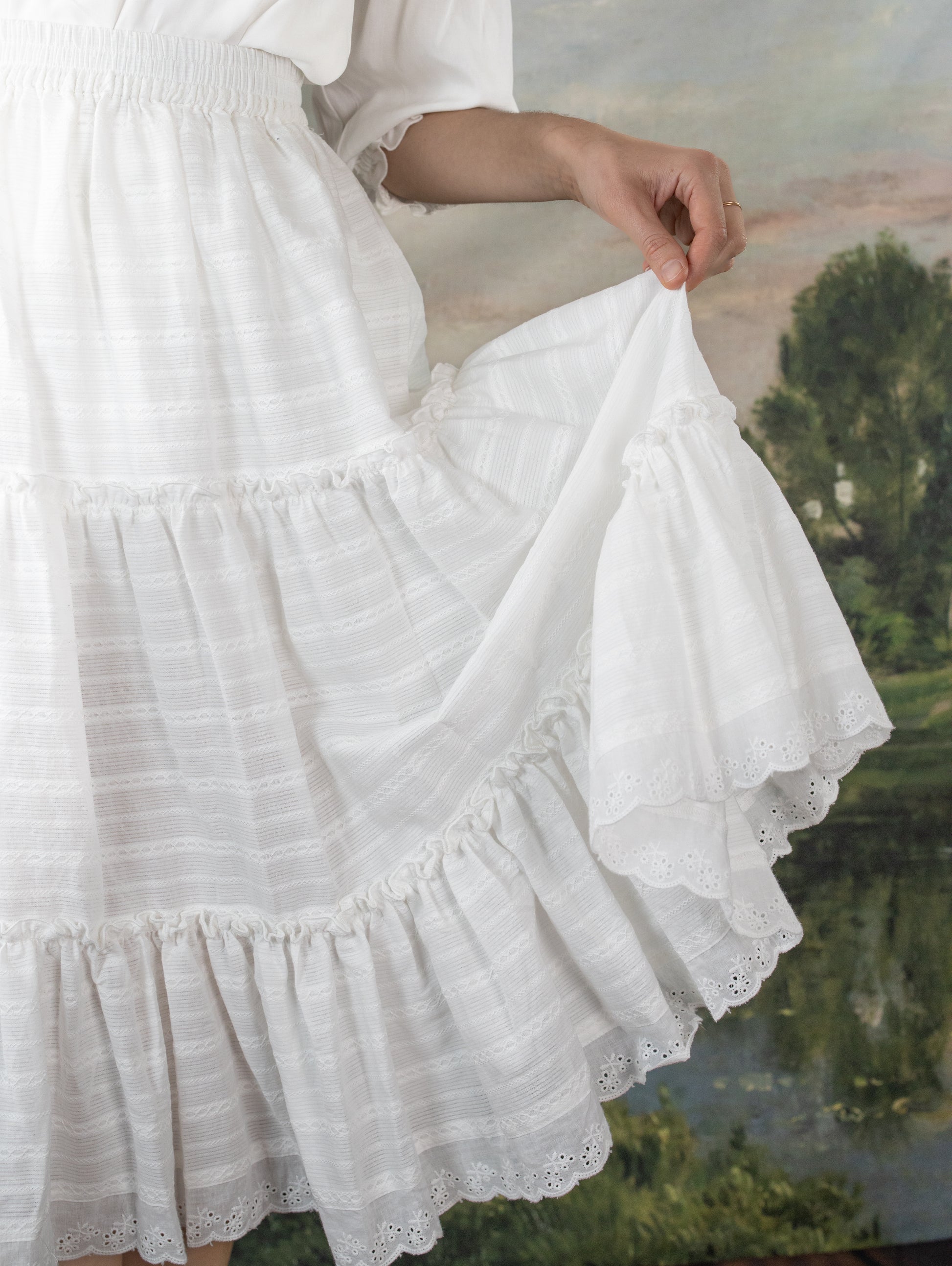 White Cotton Petticoat | Lacey Ruffle Midi Renaissance Skirt French Meadows White Cotton Petticoat | Lacey Ruffle Midi Renaissance Skirt French Meadows