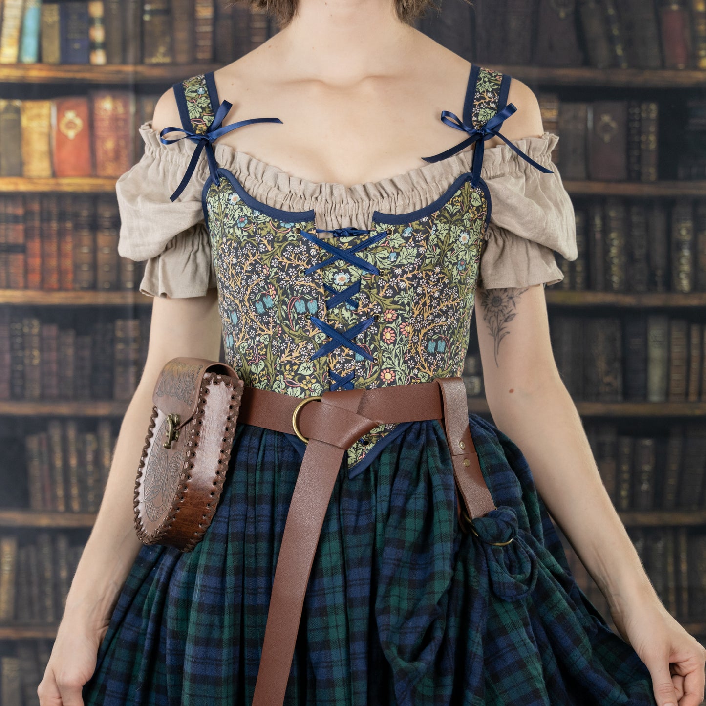 Handmade Blackthorn Blue Floral Corset