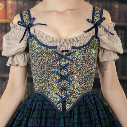 Handmade Blackthorn Blue Floral Corset