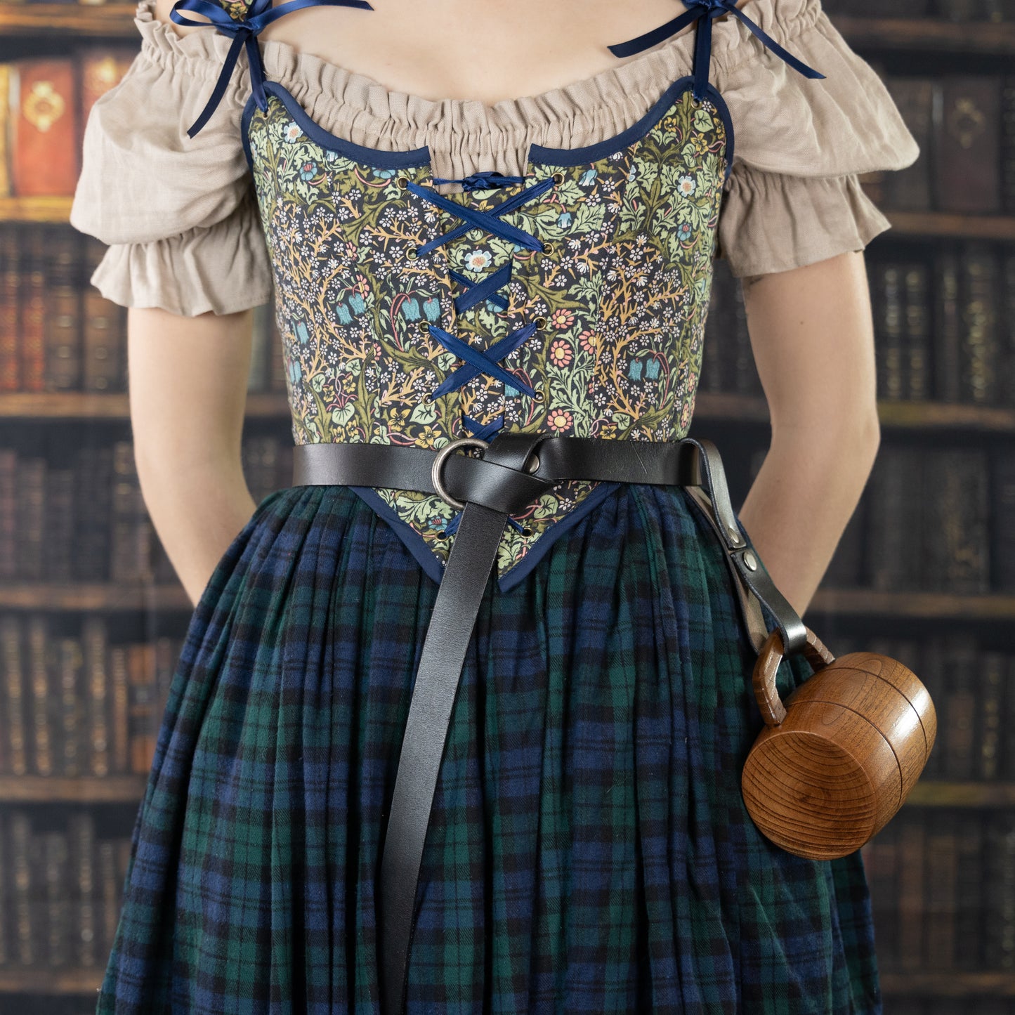 Handmade Blackthorn Blue Floral Corset