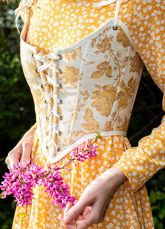 Handmade Yellow and White Floral Renaissance Corset