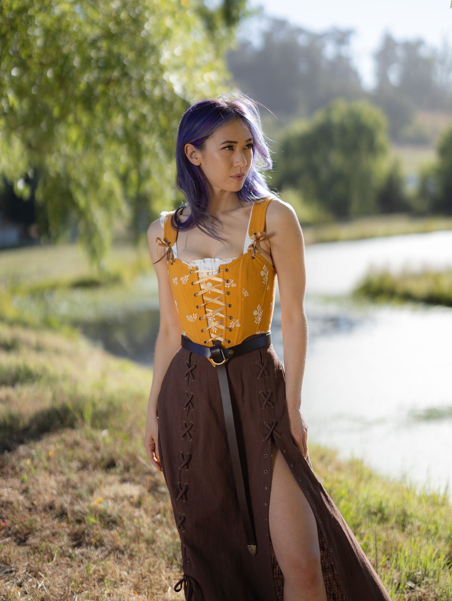 Yellow and White Floral Corset