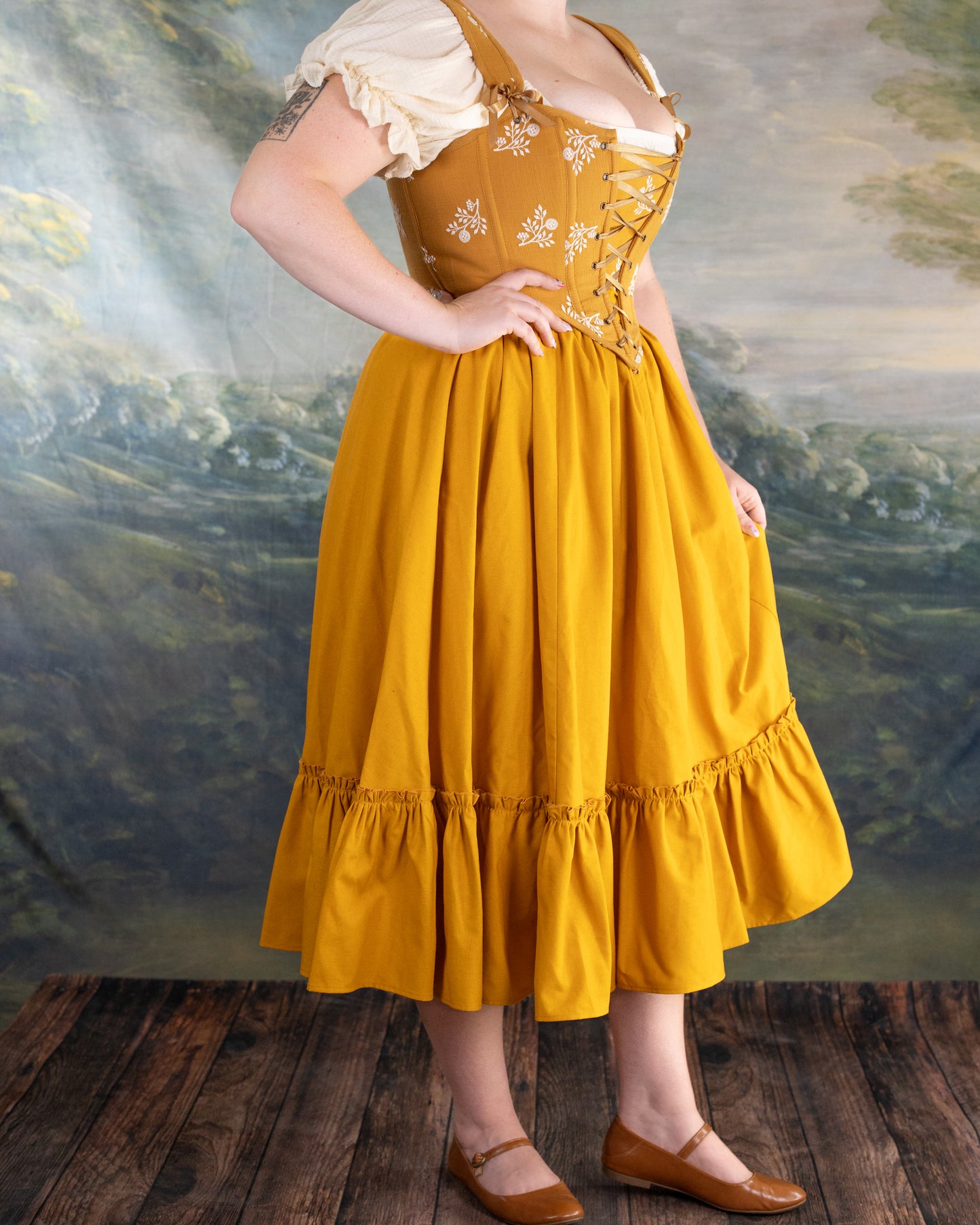 Yellow and White Floral Corset