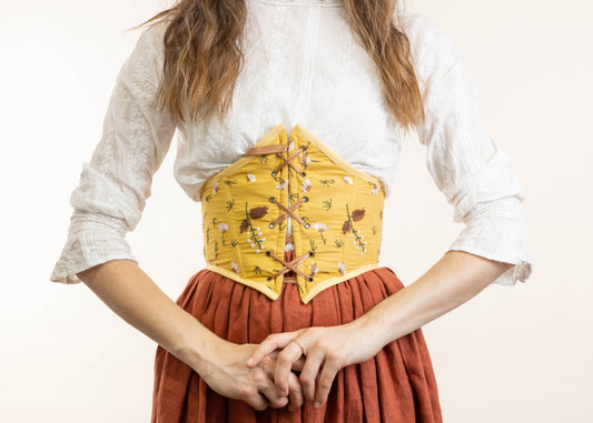 Handmade Mustard Yellow Floral Corset Belt