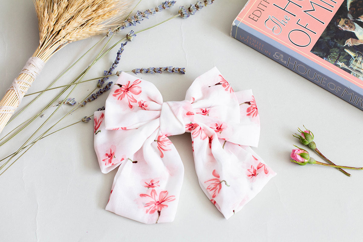 Pink Floral Hair Bow