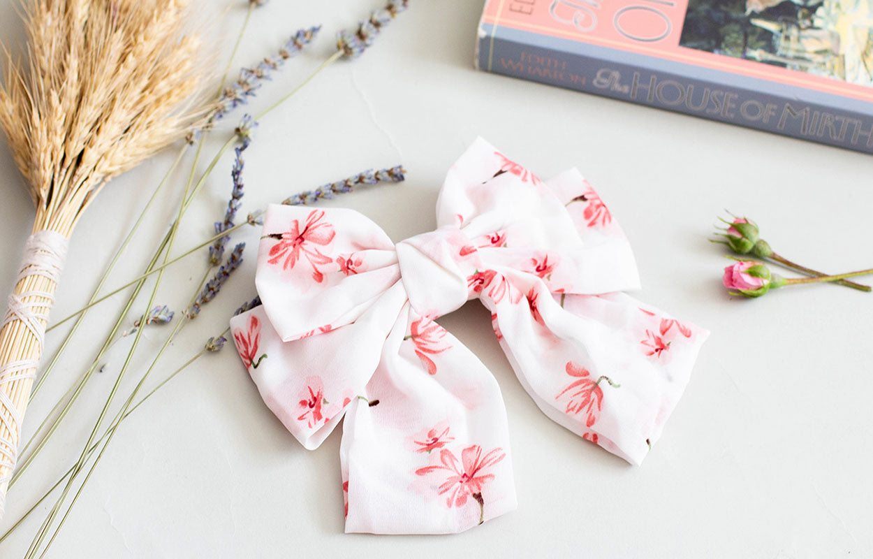 Pink Floral Hair Bow